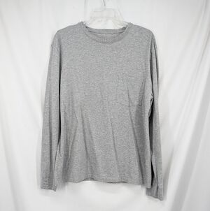 3/$20 Everlane The Uniform Heather Gray Organic Cotton Long Sleeve Tee Unisex L